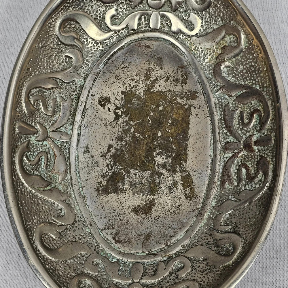 Vintage Croscill Canterbury 51 Silver Footed Soap Dish | Ornate Embossed Border